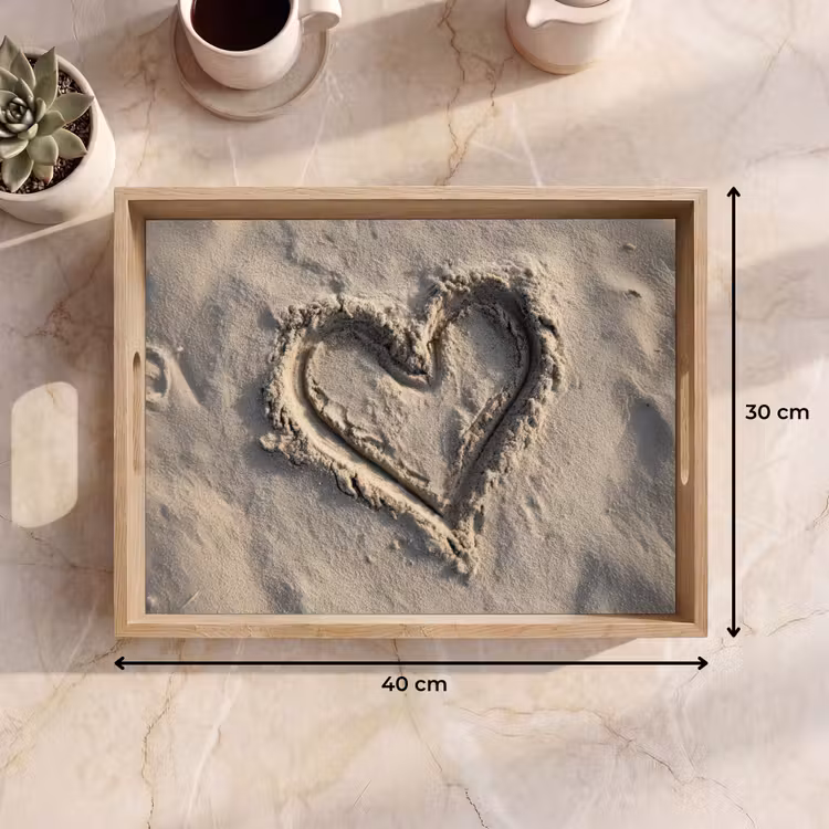 Plateau - Forme de coeur - Signé - Beige - Sand — 7