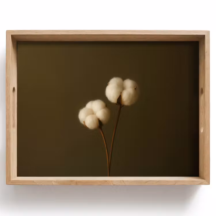 Plateau - Branches - Coton - Blanc - Sphères — 1