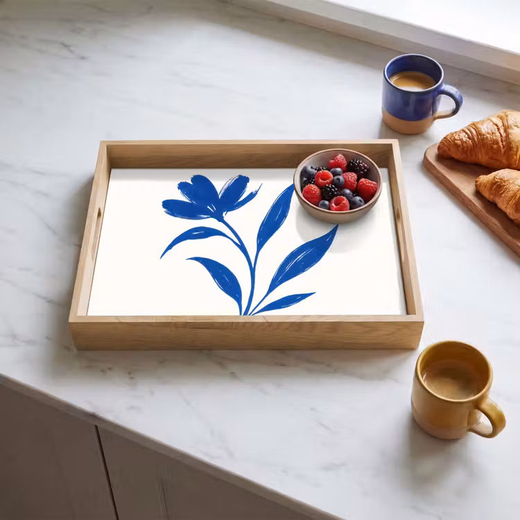 Plateau - Fleur - Pétales - Minimaliste - Bleu — 3