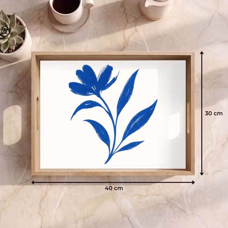 Plateau - Fleur - Pétales - Minimaliste - Bleu — 7