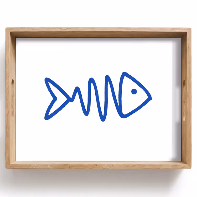 Plateau - Poisson - Minimaliste - Bleu - Ligne — 1
