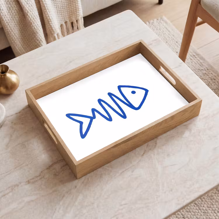 Plateau - Poisson - Minimaliste - Bleu - Ligne — 2