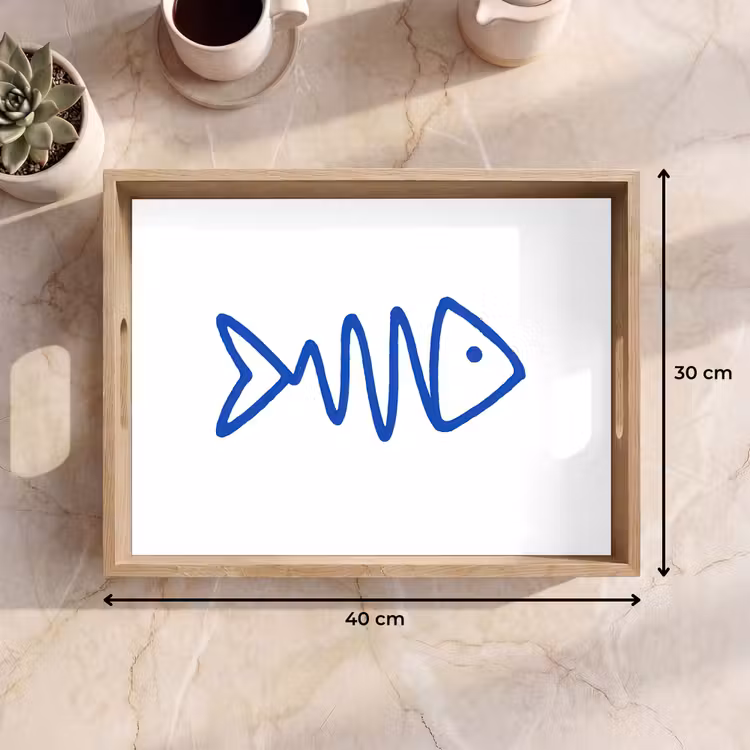 Plateau - Poisson - Minimaliste - Bleu - Ligne — 7