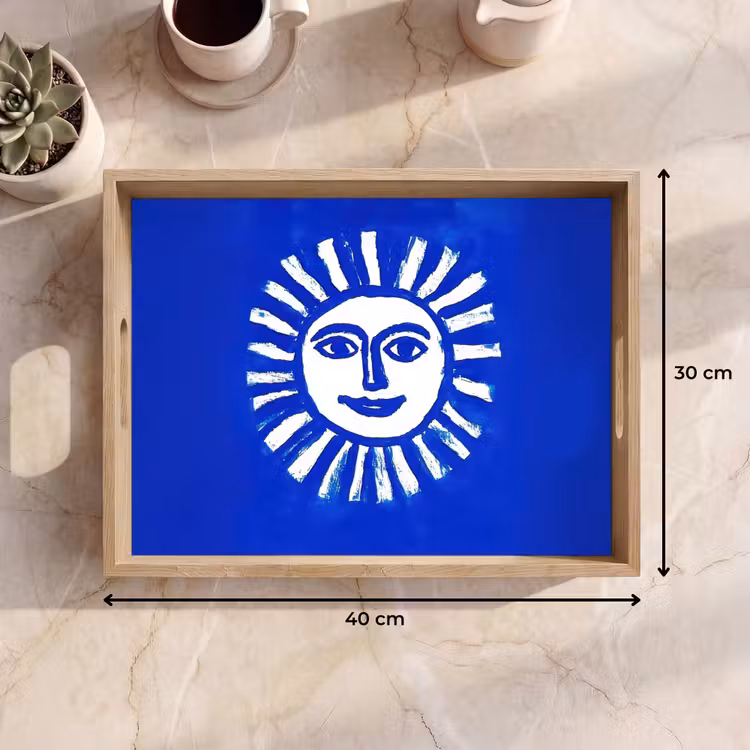 Plateau - Soleil - Visage - Pinceau texture - Bleu — 7