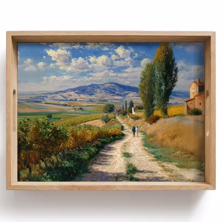 Plateau - Personnes - Marche - Sentier de sable - Champs — 1