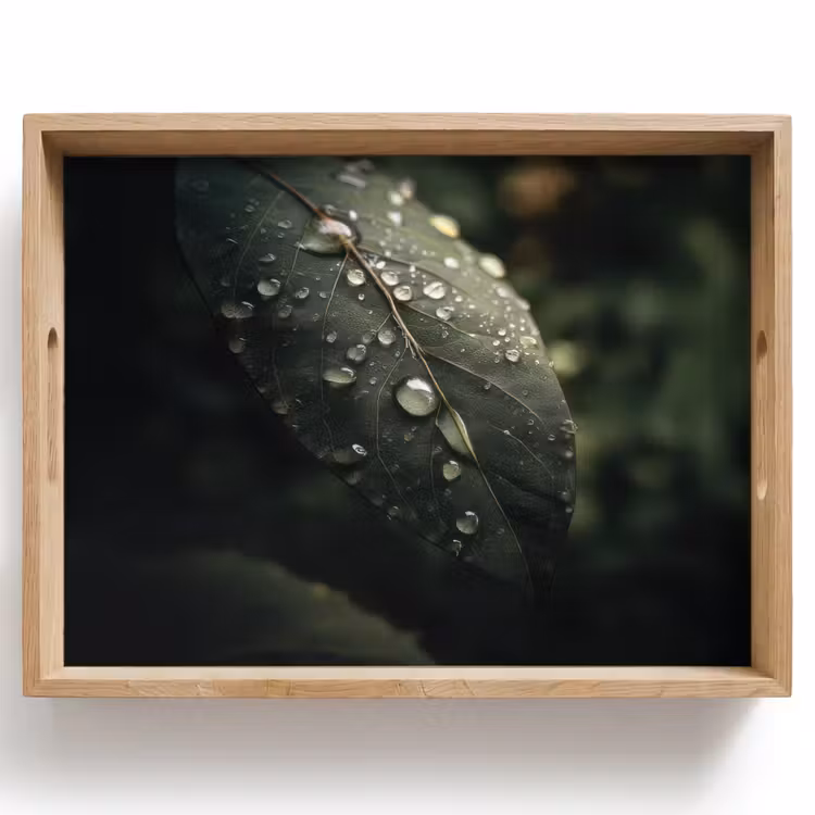 Plateau - Feuille - Vert - Veines - Gouttes de pluie — 1