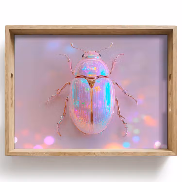Plateau - Coccinelle - Métallique - Effet de lumière - Rose — 1