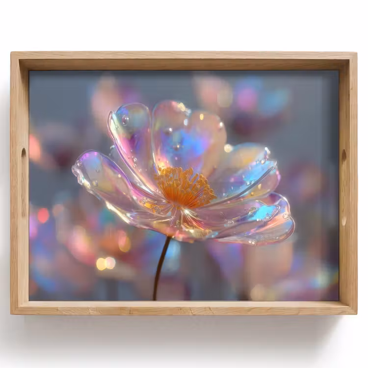 Plateau - Fleur - Transparent - Couleurs pastel - Gouttes — 1