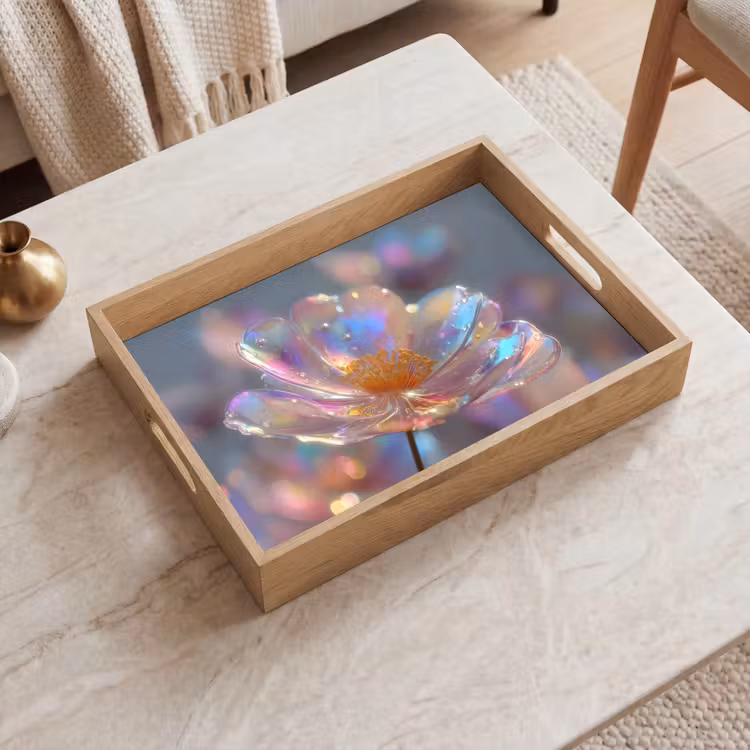 Plateau - Fleur - Transparent - Couleurs pastel - Gouttes — 2