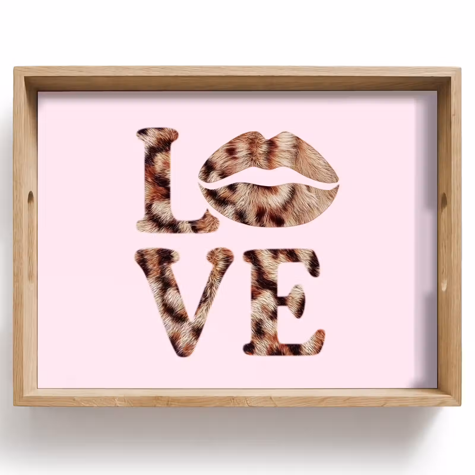 Plateau - Texte - Amour - Manteau panthère - Rose clair — 1