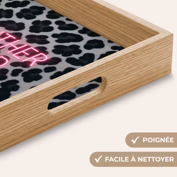 Plateau - Imprimé panthère - Noir - Lettres néon - Rose — 8
