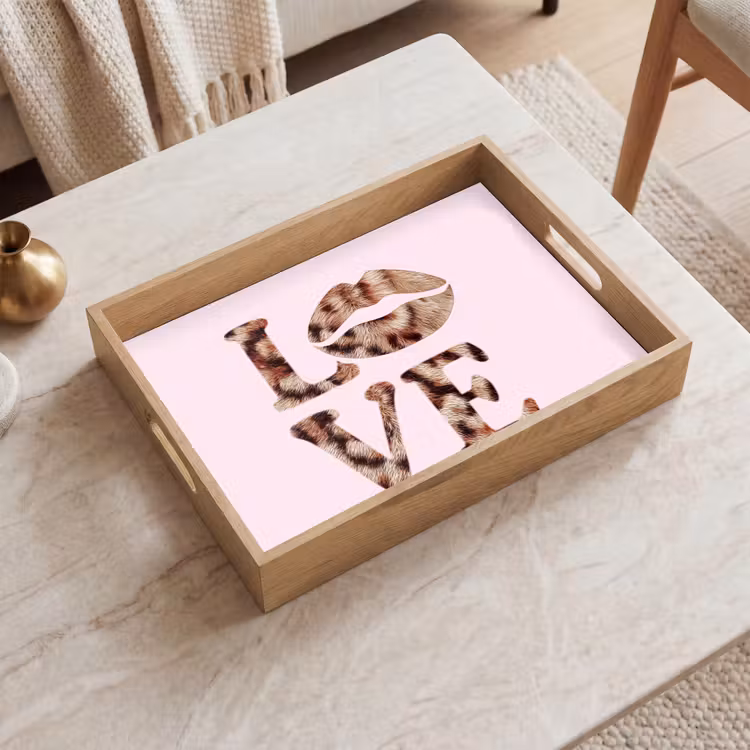 Plateau - Texte - Amour - Manteau panthère - Rose clair — 2