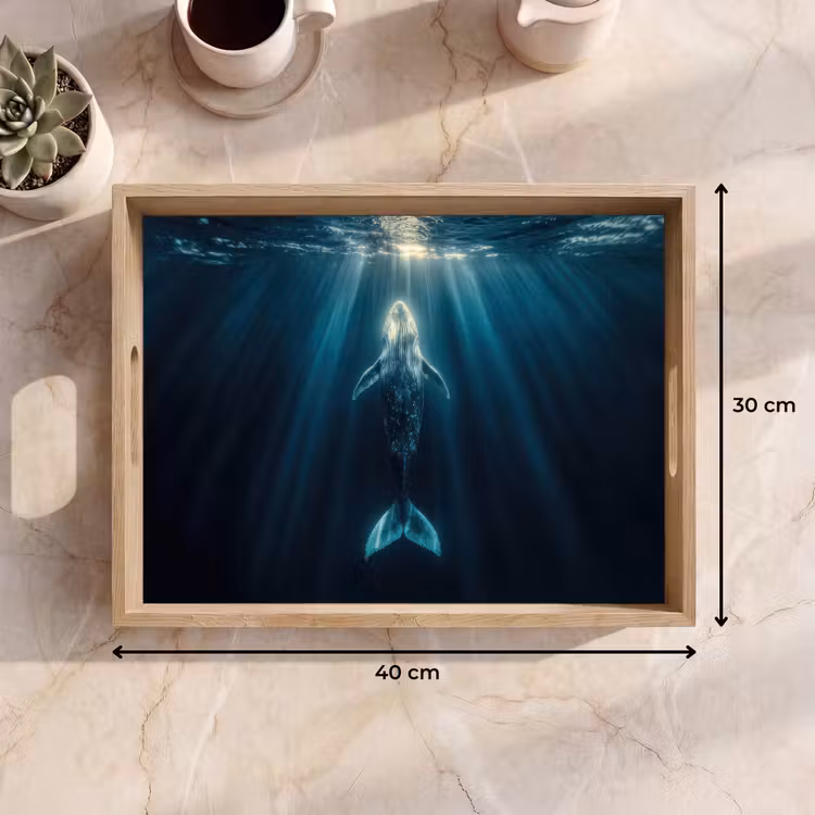 Plateau - Baleine - Eau - Rayons de soleil - Bleu — 7