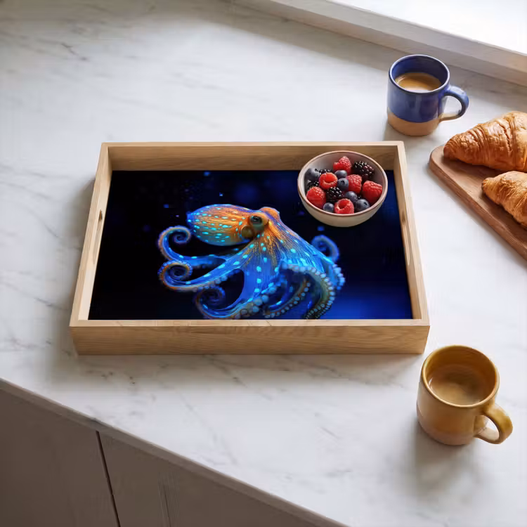 Plateau - Pieuvre - Points - Bleu - Mer — 3
