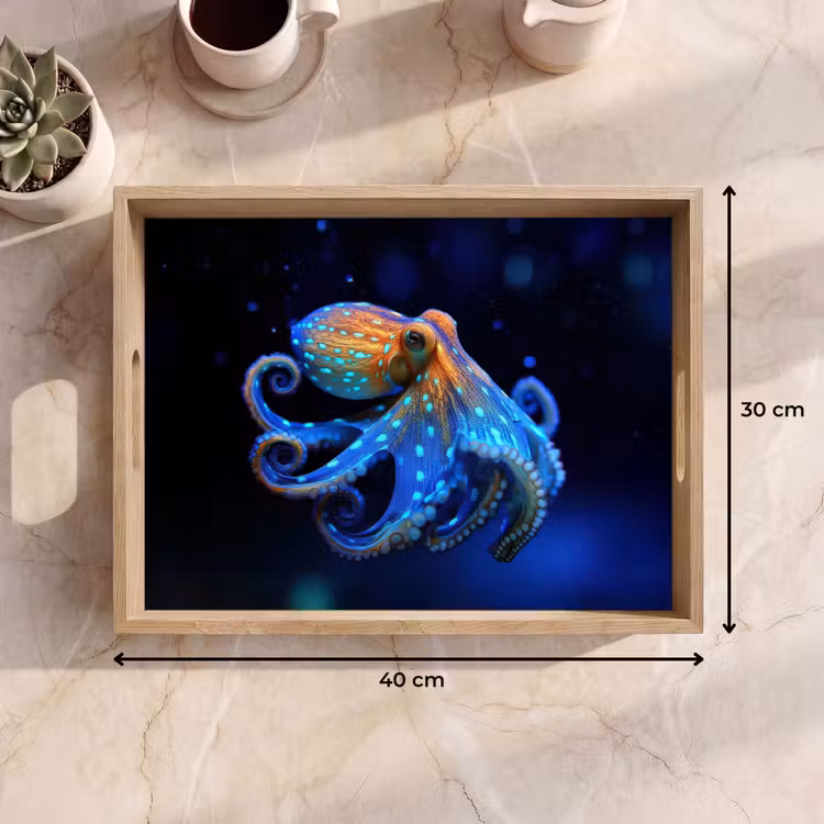 Plateau - Pieuvre - Points - Bleu - Mer — 7