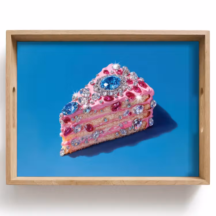 Plateau - Gâteau - Pierres précieuses - Paillettes - Rose — 1