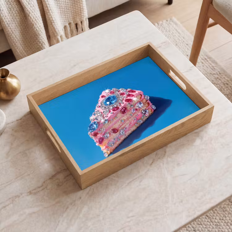 Plateau - Gâteau - Pierres précieuses - Paillettes - Rose — 2