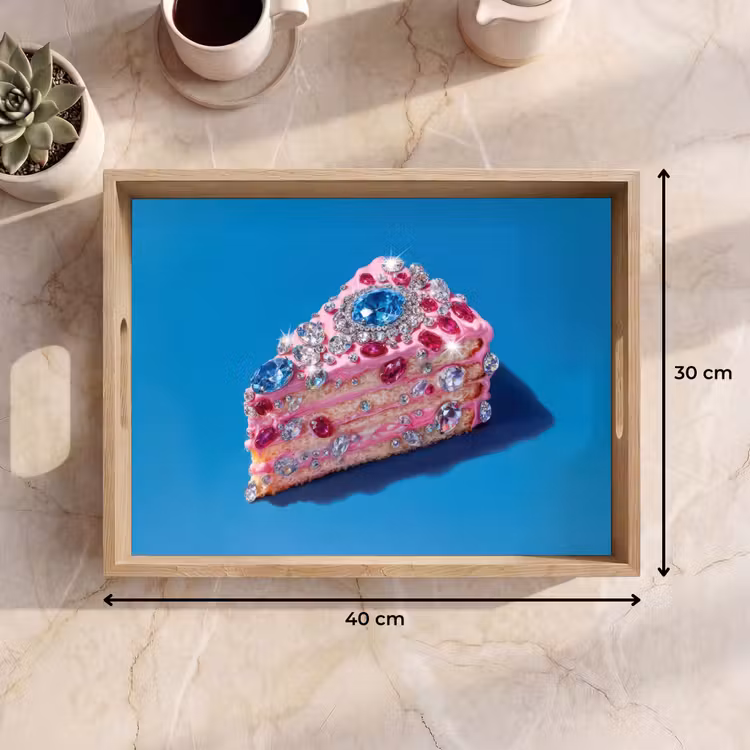 Plateau - Gâteau - Pierres précieuses - Paillettes - Rose — 7