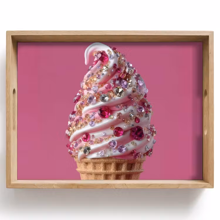 Plateau - Glace à l'italienne - Gemmes - Rose - cornet — 1
