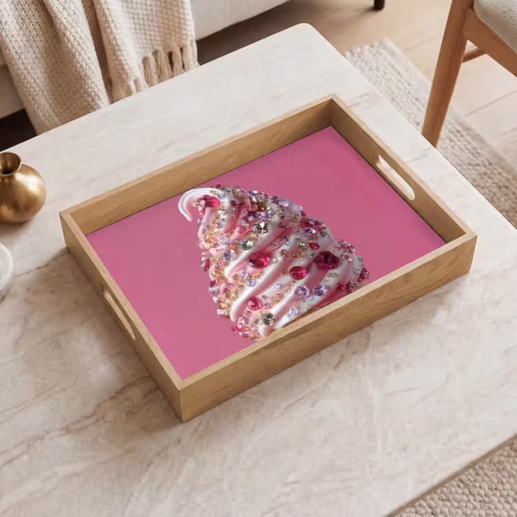 Plateau - Glace à l'italienne - Gemmes - Rose - cornet — 2