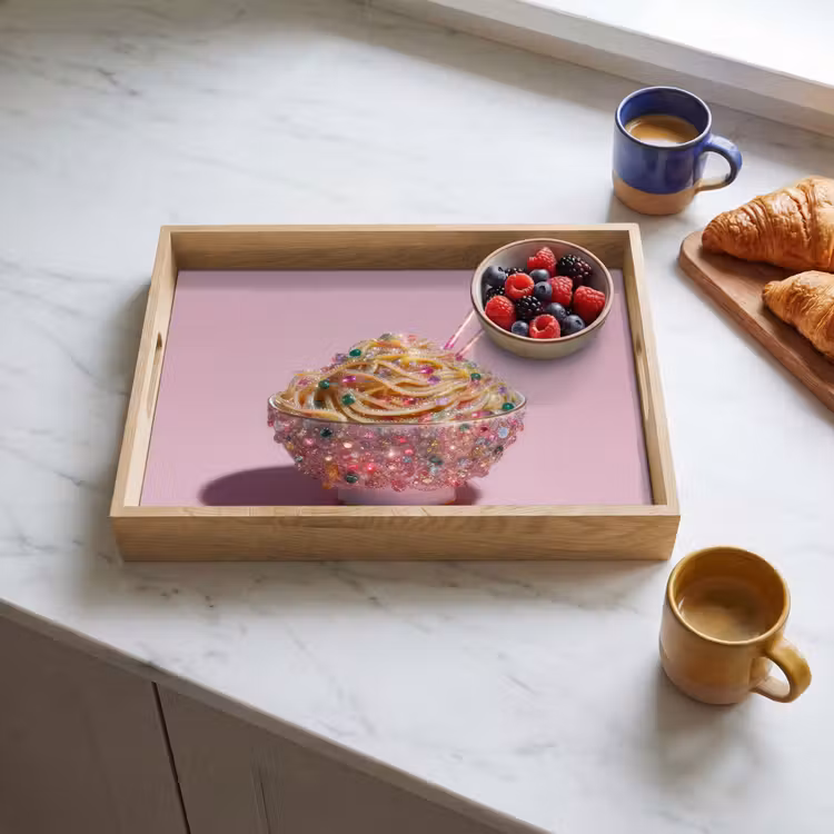 Plateau - Nouilles - Pierres précieuses - Bâtons - Rose — 3