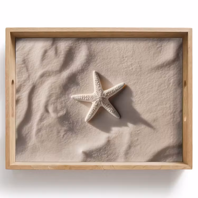 Plateau - Plage - Etoile de mer - Sable - Beige — 1