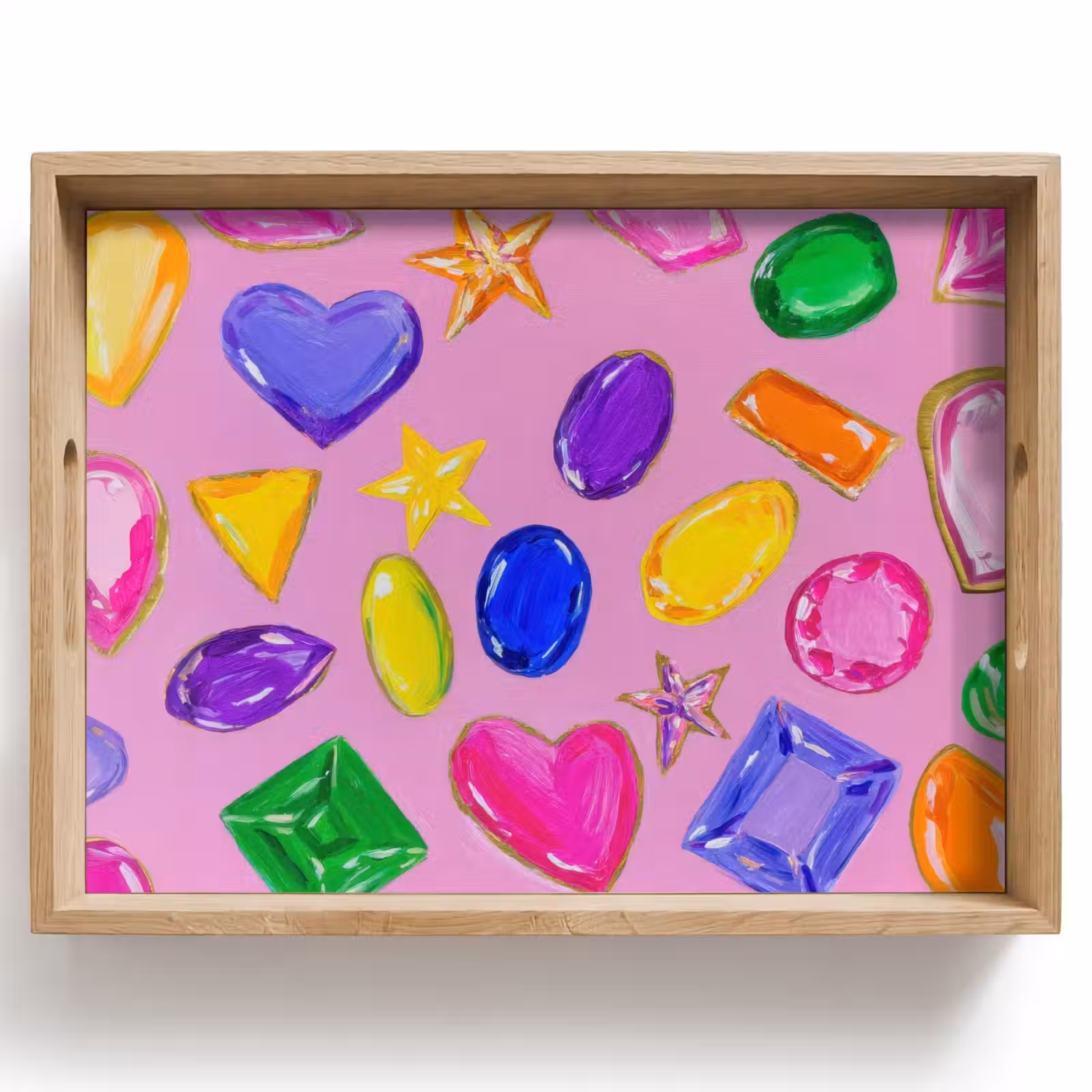 Plateau - Pierres précieuses - Formes - Coeur - Coloré — 1