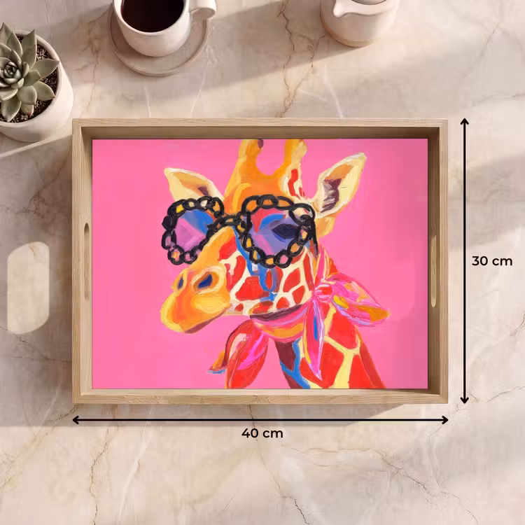 Plateau - Girafe - Rose - Lunettes - Foulard — 7