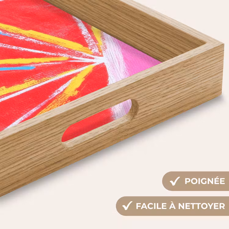 Plateau - Pamplemousse - Peint - Rose - Rayures — 8