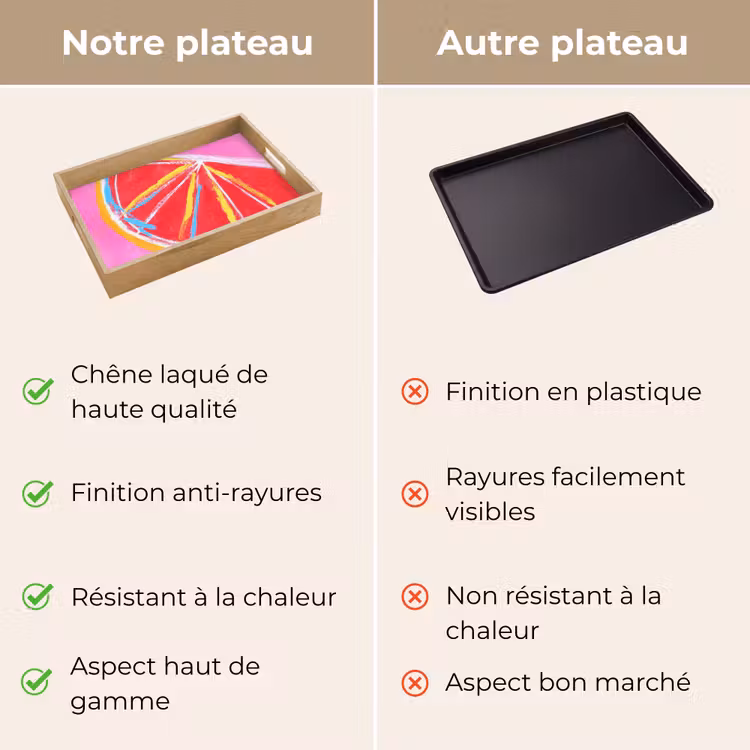 Plateau - Pamplemousse - Peint - Rose - Rayures — 9