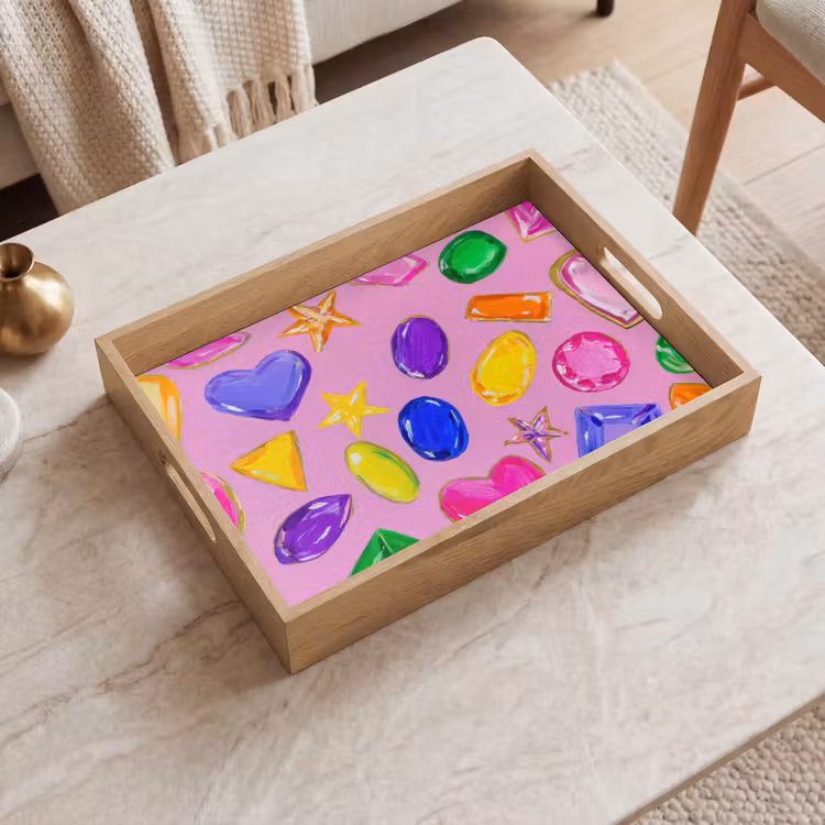 Plateau - Pierres précieuses - Formes - Coeur - Coloré — 2