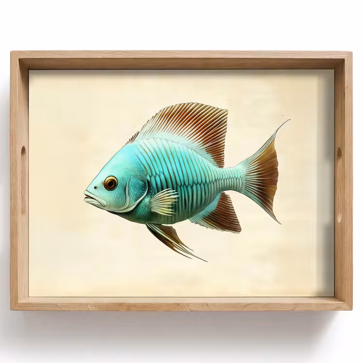 Plateau - Écailles - Poisson - Menthe - Minimaliste — 1