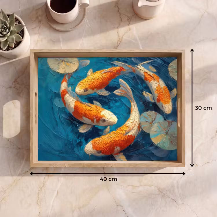 Plateau - Poissons - Nénuphars - Orange - Eau — 7