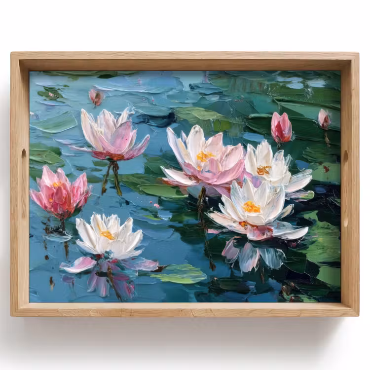 Plateau - Nénuphars - Fleurs - Rose - Eau — 1