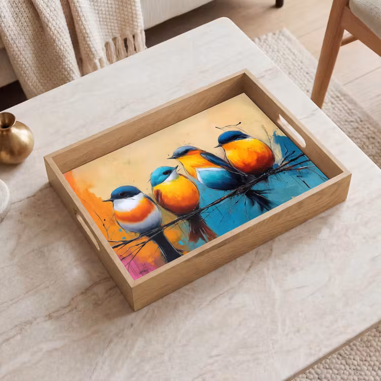Plateau - Oiseaux - coloré - branche - abstrait — 2