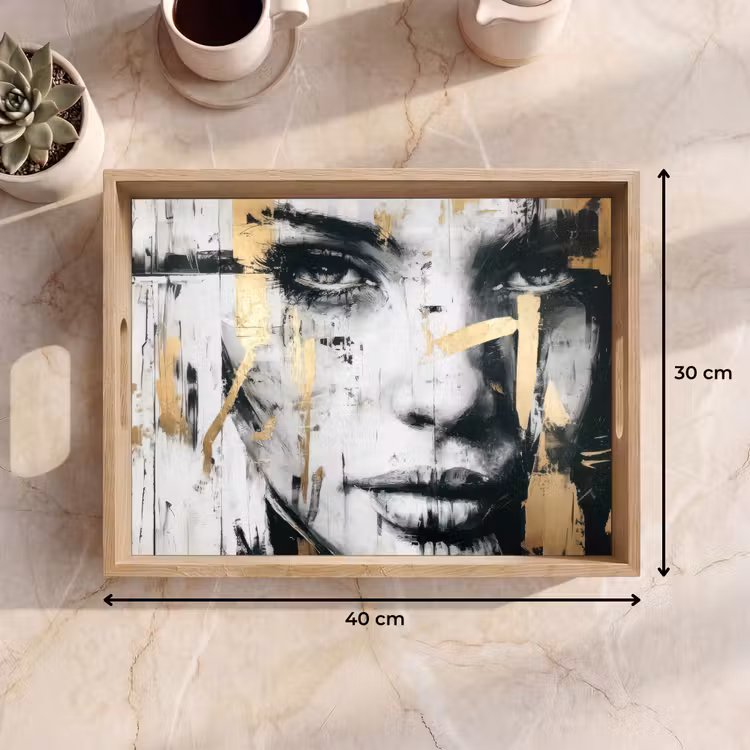 Plateau - Portrait - Femme - Coups de pinceau - Or — 7