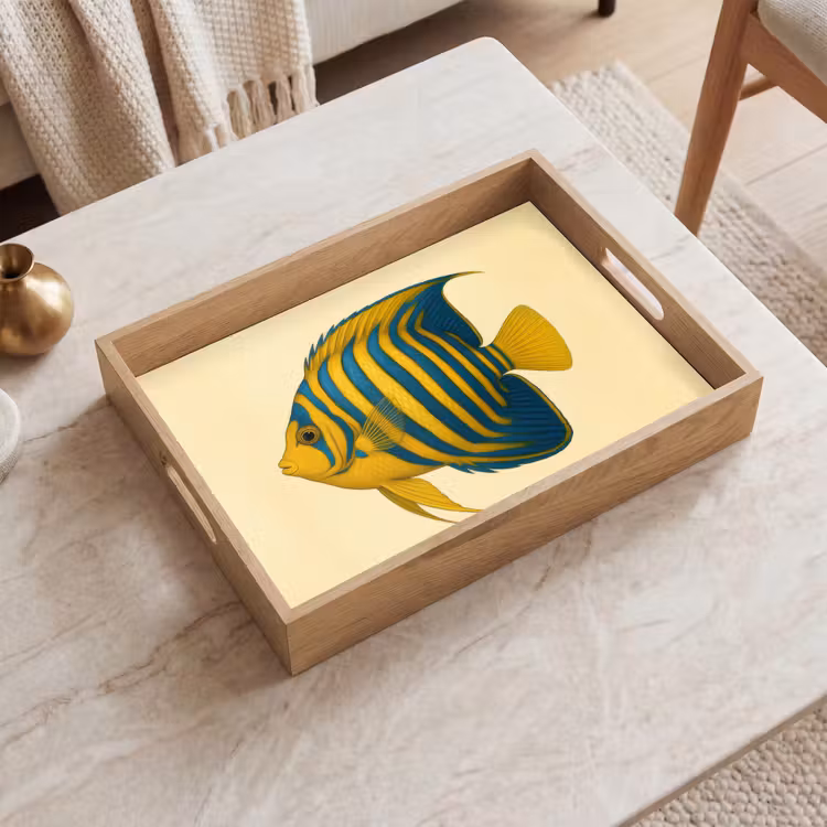 Plateau - Jaune vif - Poisson - Rayures - Nageoires — 2