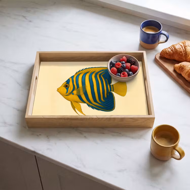 Plateau - Jaune vif - Poisson - Rayures - Nageoires — 3