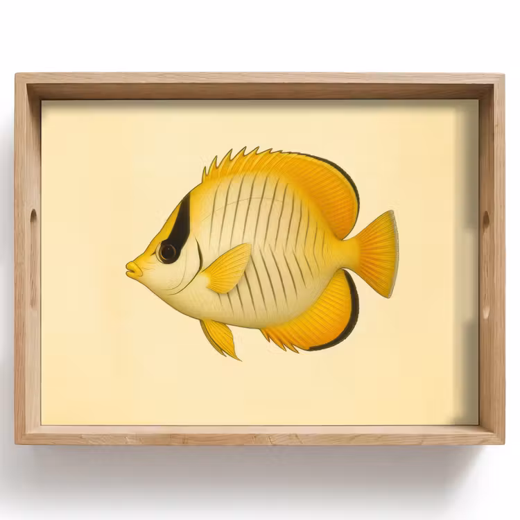 Plateau - Ovale - Poisson - Jaune - Ecailles — 1