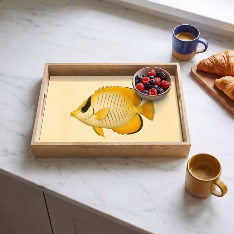 Plateau - Ovale - Poisson - Jaune - Ecailles — 3