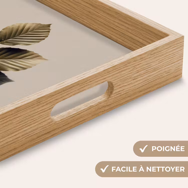 Plateau - Feuilles de hêtre - Marron - Vert - neutre — 8