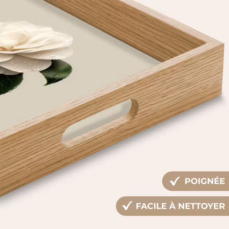 Plateau - Fleur de camélia - Blanc - Vert — 8
