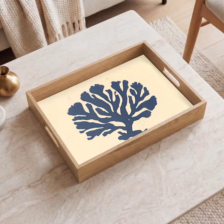 Plateau - Corail bleu - Branches - Beige — 2