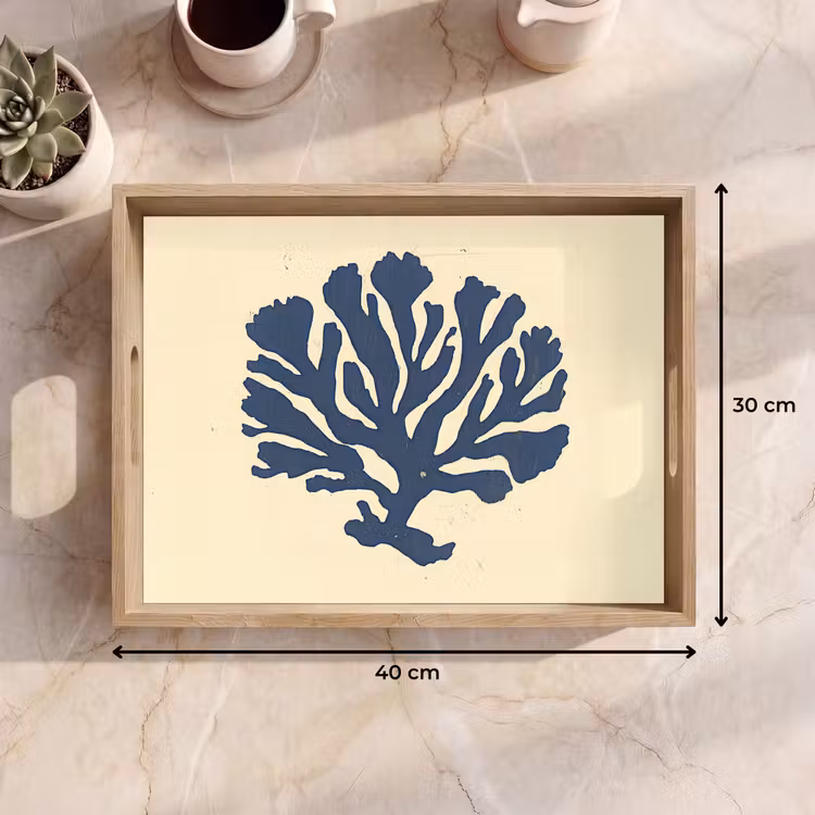 Plateau - Corail bleu - Branches - Beige — 7