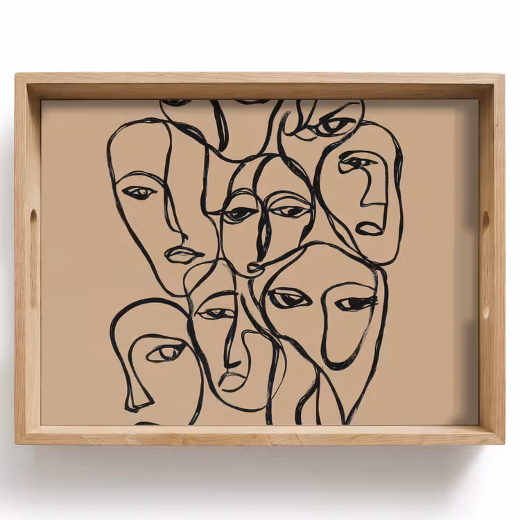 Plateau - Mer de visages - Dessin au trait - Abstrait — 1
