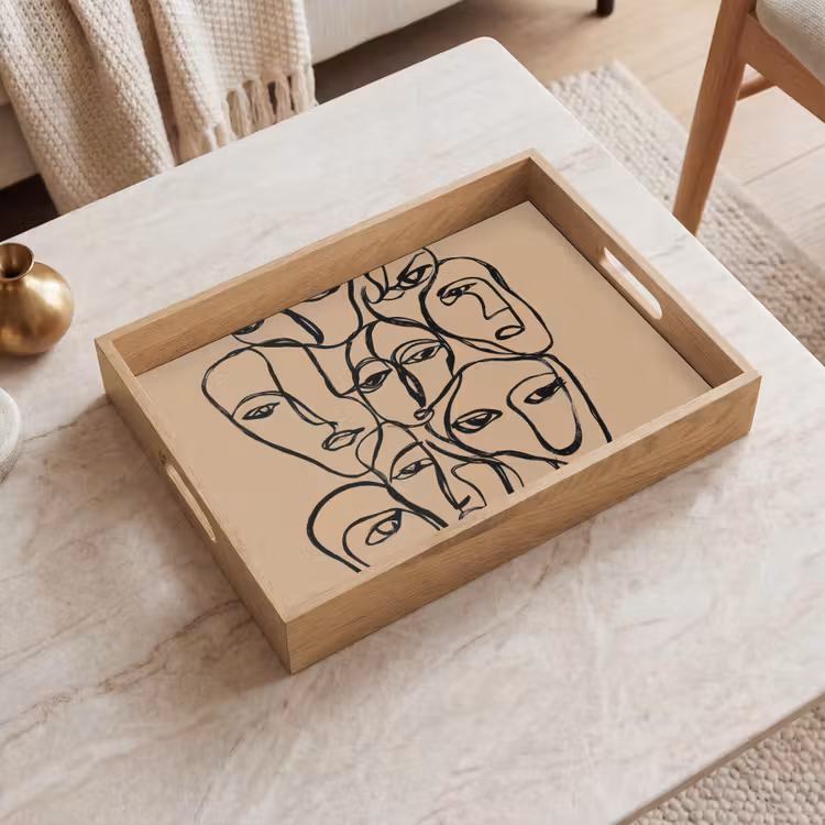 Plateau - Mer de visages - Dessin au trait - Abstrait — 2