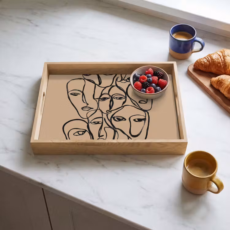 Plateau - Mer de visages - Dessin au trait - Abstrait — 3
