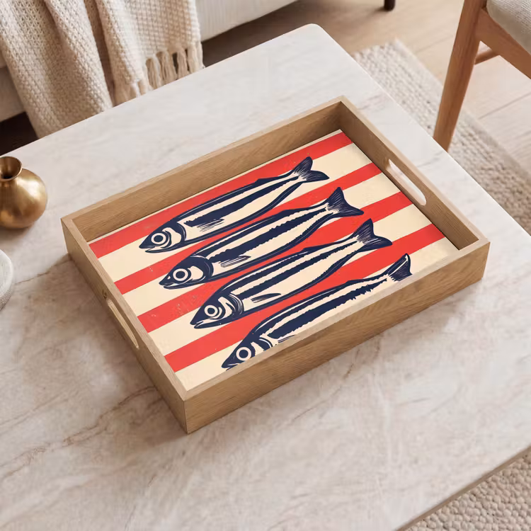 Plateau - Sardines - Rayures rouges et beiges — 2