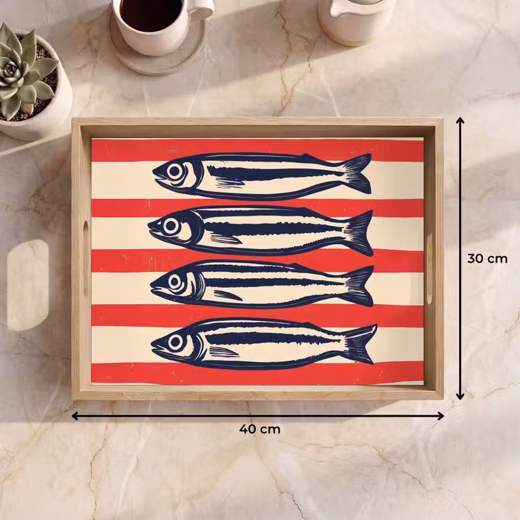 Plateau - Sardines - Rayures rouges et beiges — 7