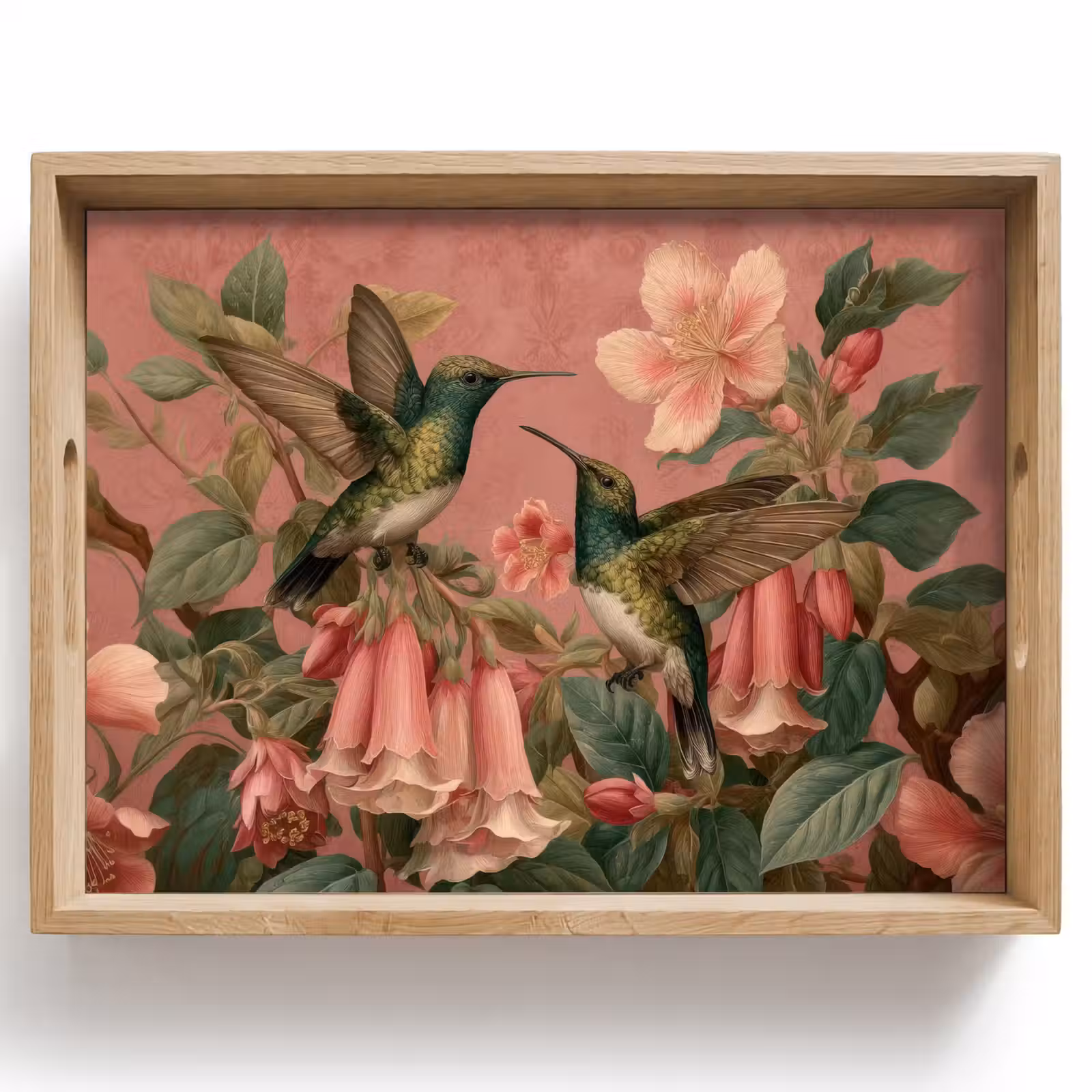 Plateau - Colibris - Fleurs - Vert - Rose — 1